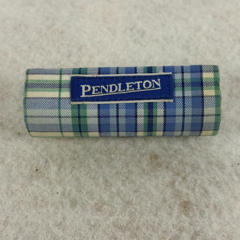 Pendleton Plaid Wool‎ Lipstick Case Small Mirror Compact Blue Green Tartan OS